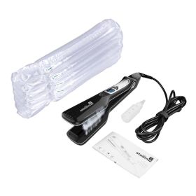 Professional Hair Straightener Heating Hot Hair Combs Dual Voltage Titanium Curling Iron Steam Flat Iron Hair Wide Plates Tools (Plug standard: us, Color: Black No box)
